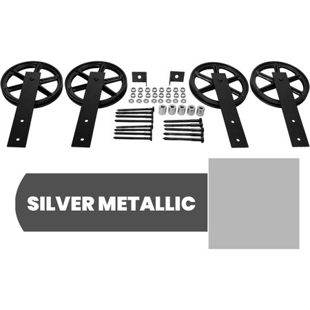 Ekena Millwork Exterior Dummy Roller Double-Panel Hardware Set w/ 4 Fixed Wagon Wheel Hangers (track not included) GB6004EHWP1